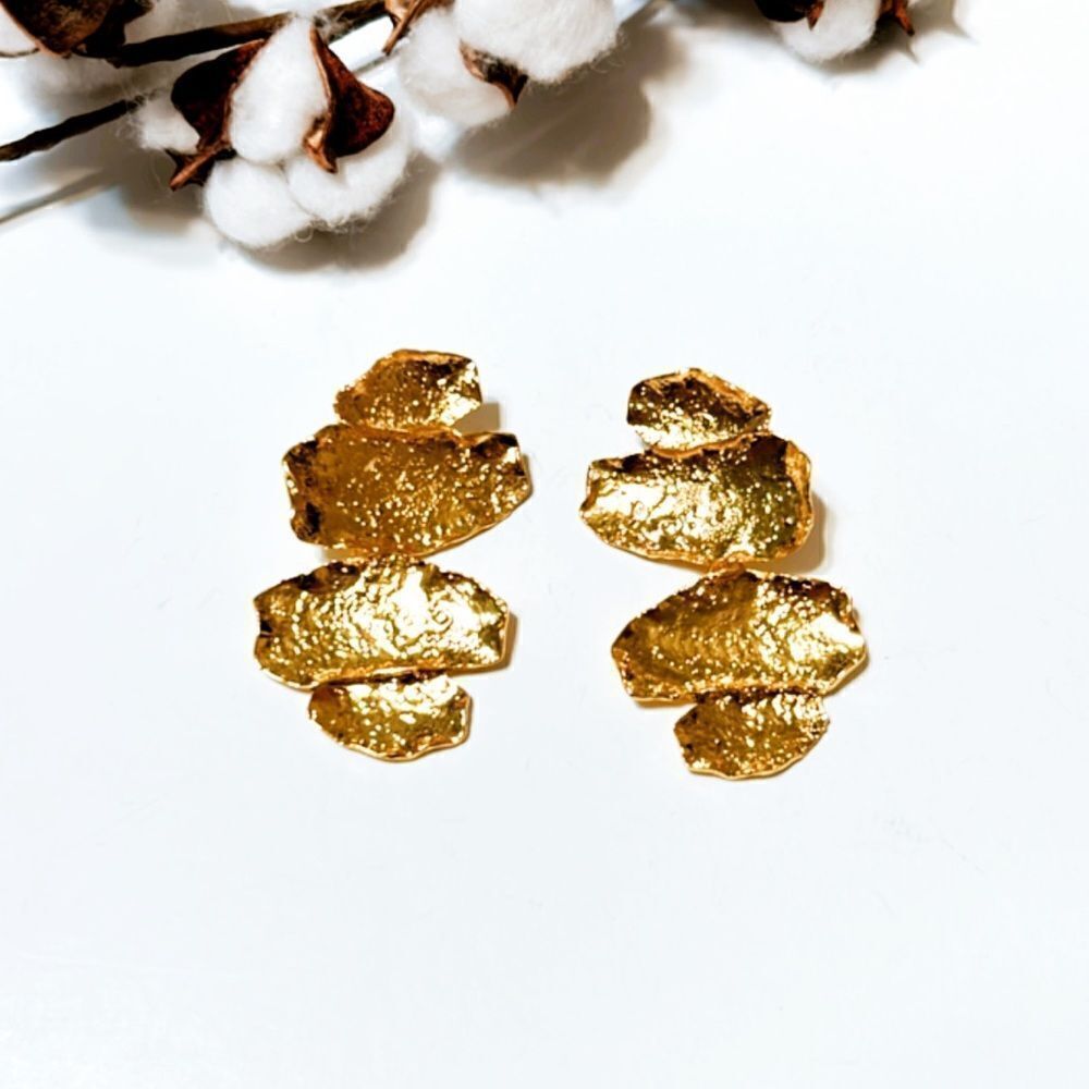 Zara Gold Statement Earrings - Picture 3 of 7